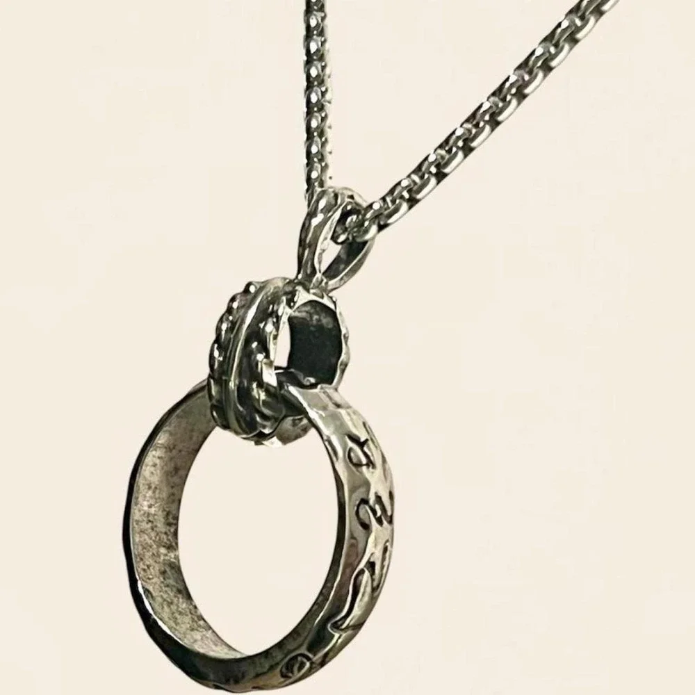 Amazing in Unisex Retro Style Steel Ring Pendant Necklace